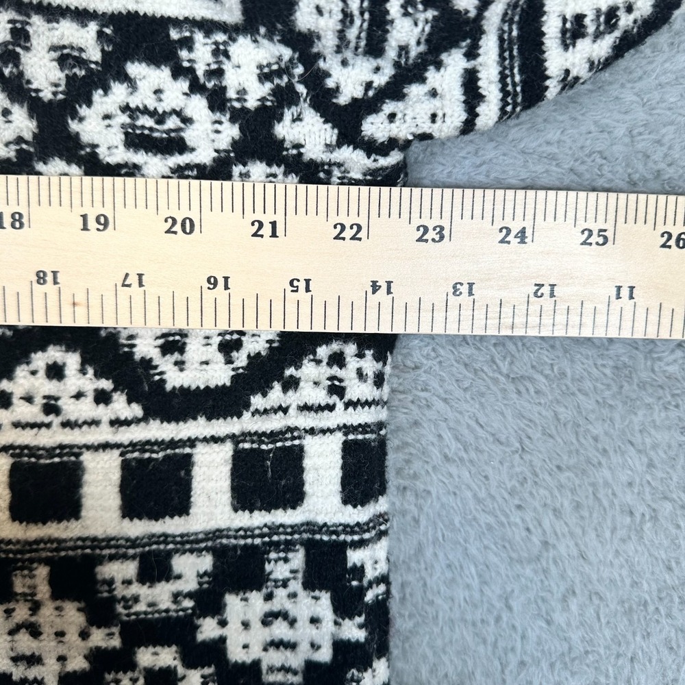 J.JILL Thick Knit Cotton Wool Blend Black & White‎ Pullover Mock Neck Sweater L - Picture 7 of 11